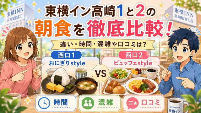 東横イン高崎1と2の朝食を徹底比較！違い・時間・混雑や口コミは？