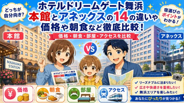 ホテルドリームゲート舞浜 本館とアネックスの14の違いや価格や朝食など徹底比較！